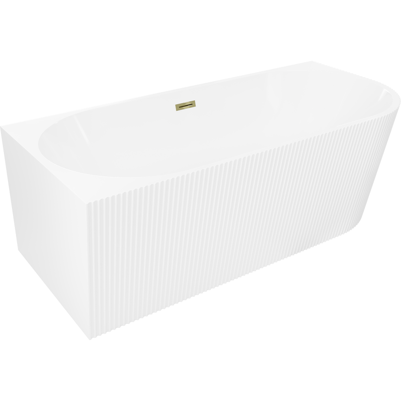 Mexen Silo freestanding corner left grooved bathtub 170 x 80 cm, white, gold overflow - 52891708000L-50