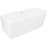Mexen Silo freestanding left corner fluted bathtub 170 x 80 cm, white, brushed gold overflow - 52891708000L-55