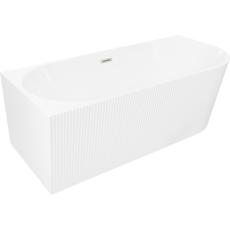 Mexen Silo freestanding corner bathtub left fluted 170 x 80 cm, white, brushed nickel overflow - 52891708000L-97