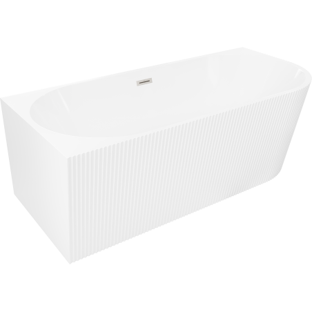 Mexen Silo freestanding corner bathtub left fluted 170 x 80 cm, white, brushed nickel overflow - 52891708000L-97