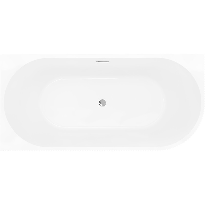 Mexen Silo freestanding corner bathtub left grooved 170 x 80 cm, white/black, chrome overflow - 52891708075L-01