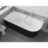 Mexen Silo freestanding corner bathtub left grooved 170 x 80 cm, white/black, chrome overflow - 52891708075L-01