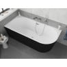 Mexen Silo freestanding corner left fluted bathtub 170 x 80 cm, white/black, chrome overflow - 52891708075L-01