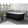 Mexen Silo freestanding corner bathtub left grooved 170 x 80 cm, white/black, chrome overflow - 52891708075L-01