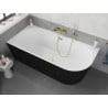Mexen Silo freestanding corner left grooved bathtub 170 x 80 cm, white/black, brushed gold overflow - 52891708075L-55