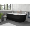 Mexen Silo freestanding corner left fluted bathtub 170 x 80 cm, white/black, overflow rose gold - 52891708075L-60