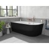 Mexen Silo freestanding corner left fluted bathtub 170 x 80 cm, white/black, brushed copper overflow - 52891708075L-65