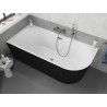 Mexen Silo freestanding corner bathtub left grooved 170 x 80 cm, white/black, brushed gun gray overflow - 52891708075L-66