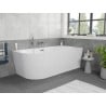 Mexen Silo freestanding corner right ribbed bathtub 150 x 75 cm, white, chrome overflow - 52891507500P-01