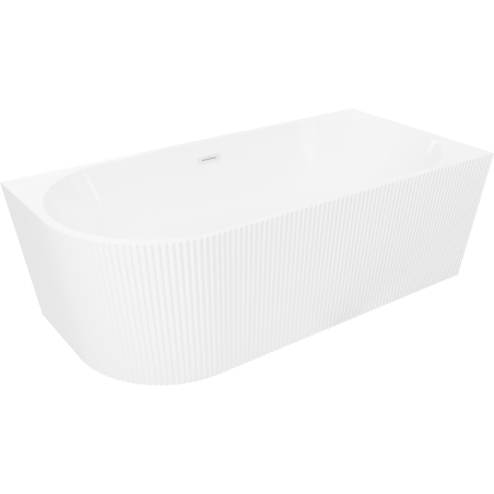 Mexen Silo freestanding corner right ribbed bathtub 150 x 75 cm, white, white overflow - 52891507500P-20