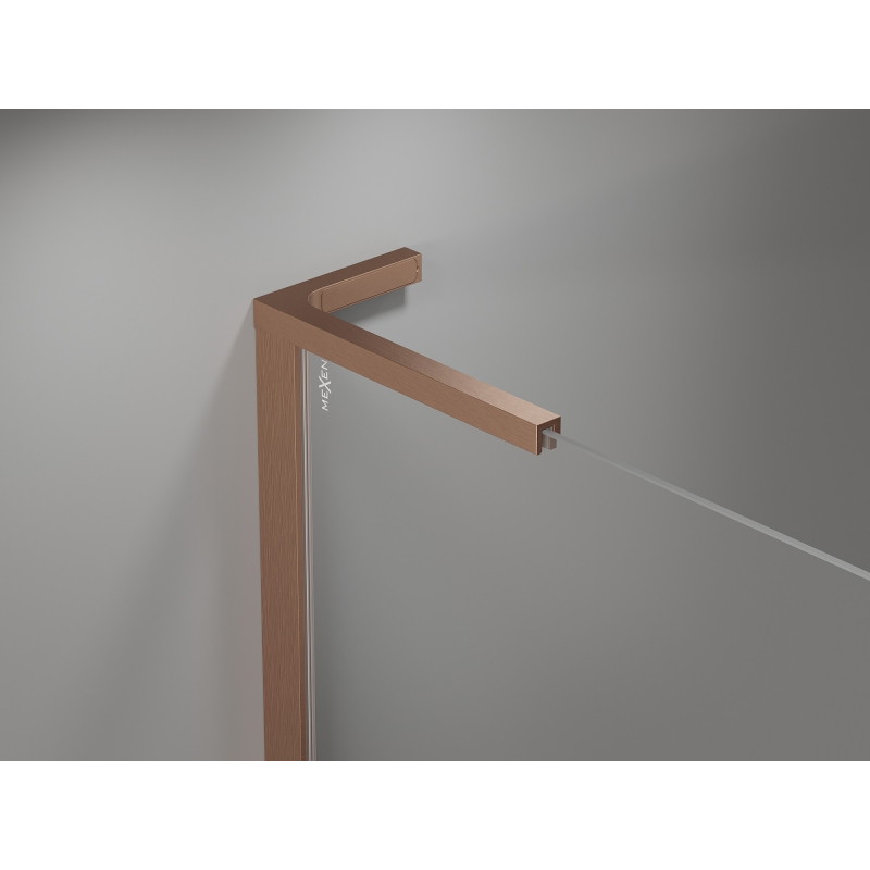 Mexen Mist L asymmetric pentagonal shower enclosure with hinged door 80x90 cm, transparent, brushed copper - 8A8L-080-090-65-00