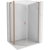 Mexen Mist L pentagonal asymmetrical hinged shower enclosure 80x90 cm, transparent, brushed copper - 8A8L-080-090-65-00