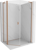 Mexen Mist L pentagonal asymmetrical hinged shower enclosure 80x90 cm, transparent, brushed copper - 8A8L-080-090-65-00