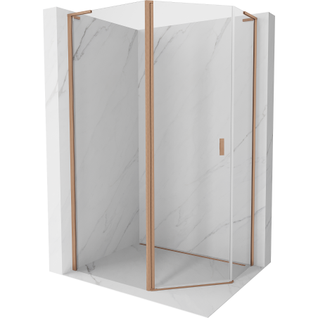 Mexen Mist L asymmetrical pentagonal hinged shower cabin 100x90 cm, transparent, brushed copper - 8A8L-100-090-65-00