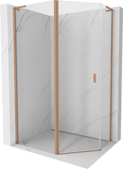 Mexen Mist L asymmetrical pentagonal hinged shower cabin 100x90 cm, transparent, brushed copper - 8A8L-100-090-65-00