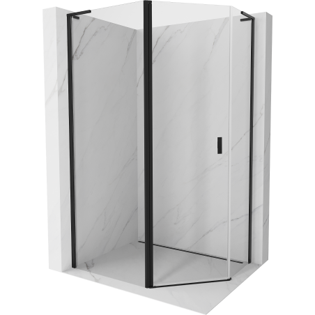 Mexen Mist L asymmetrical pentagonal shower enclosure, hinged 90 x 80 cm, transparent, black - 8A8L-090-080-70-00
