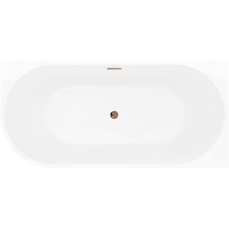 Mexen Silo freestanding corner bath right ribbed 150 x 75 cm, white, overflow rose gold - 52891507500P-60