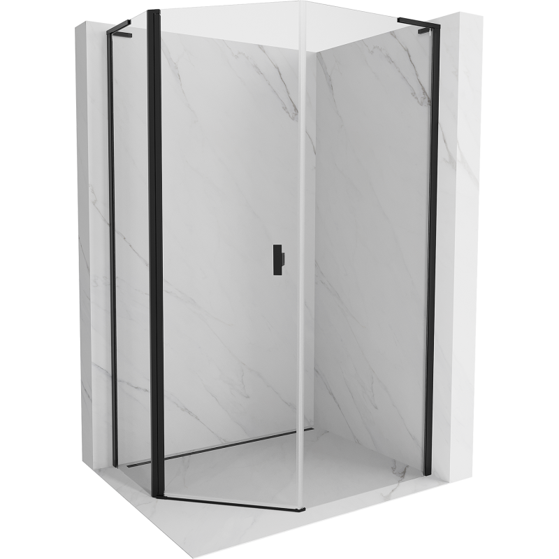 Mexen Mist L pentagonal asymmetrical lift shower enclosure 90 x 100 cm, transparent, black - 8A8L-090-100-70-00
