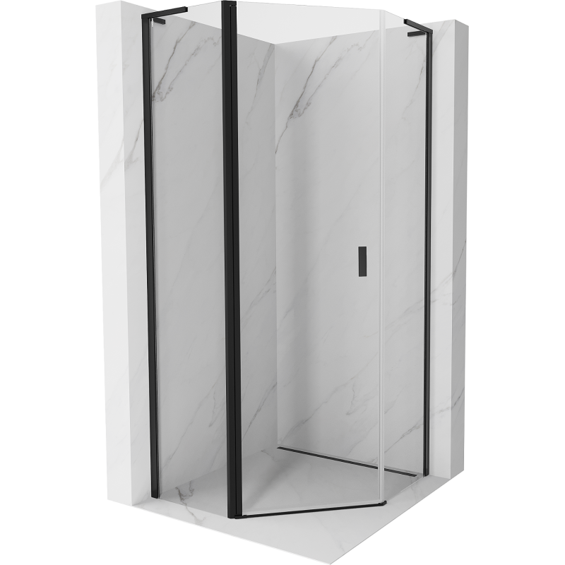 Mexen Mist L pentagonal hinged shower enclosure 100 x 100 cm, transparent, black - 8A8L-100-100-70-00