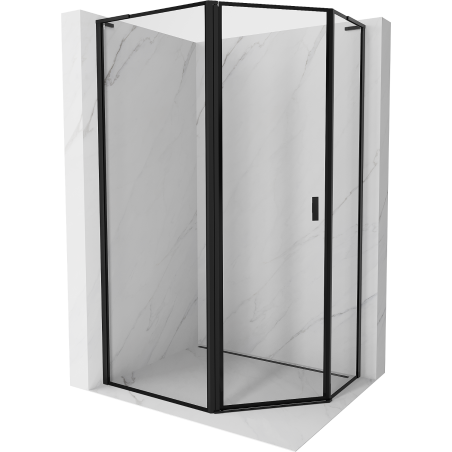 Mexen Mist L pentagonal asymmetrical left-hinged shower cabin 90 x 80 cm, black frame, black - 8A8L-090-080-70-70-L