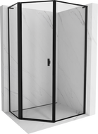 Mexen Mist L pentagonal asymmetric hinged left shower cabin 80 x 90 cm, black frame, black - 8A8L-080-090-70-70-L