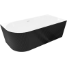 Mexen Silo freestanding corner right ribbed bathtub 150 x 75 cm, white/black, white overflow - 52891507575P-20