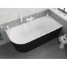 Mexen Silo freestanding corner right ribbed bathtub 150 x 75 cm, white/black, white overflow - 52891507575P-20