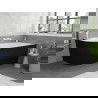 Mexen Silo freestanding corner right ribbed bathtub 150 x 75 cm, white/black, white overflow - 52891507575P-20