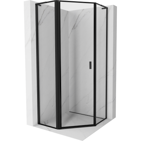 Mexen Mist L pentagon shower enclosure hinged left 100 x 100 cm, black frame, black - 8A8L-100-100-70-70-L