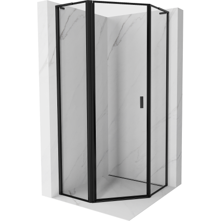 Mexen Mist L pentagonal shower enclosure left hinge 100 x 100 cm, black frame, black - 8A8L-100-100-70-70-L