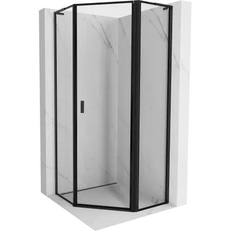 Mexen Mist L shower enclosure pentagonal right hinged 80 x 80 cm, black frame, black - 8A8L-080-080-70-70-P