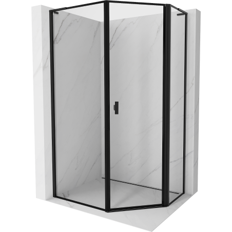Mexen Mist L pentagonal asymmetrical right-hinged shower cabin 80 x 90 cm, black frame, black - 8A8L-080-090-70-70-P