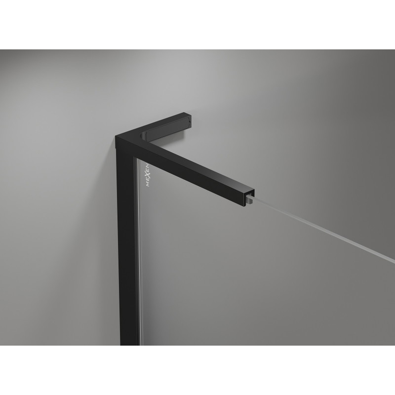 Mexen Mist L asymmetrical pentagonal shower cabin, right-hinged, 90 x 100 cm, black frame, black - 8A8L-090-100-70-70-P