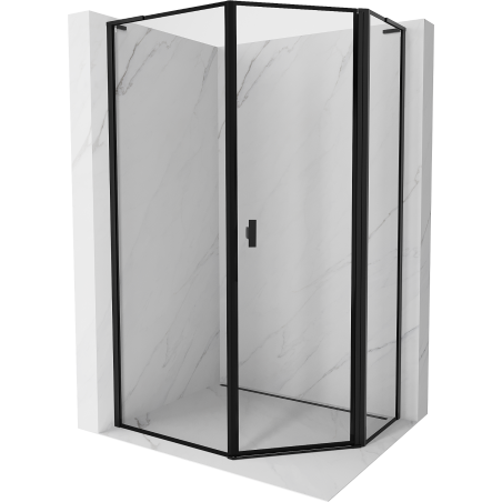 Mexen Mist L asymmetrical pentagonal shower cabin, right-hinged, 90 x 100 cm, black frame, black - 8A8L-090-100-70-70-P