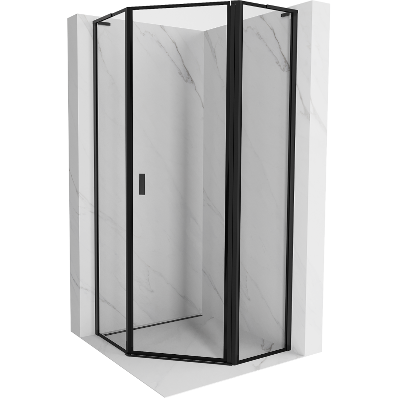 Mexen Mist L pentagonal shower enclosure hinged right 100 x 100 cm, black frame, black - 8A8L-100-100-70-70-P