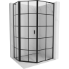 Mexen Mist L asymmetrical pentagonal shower enclosure, left hinged, 80 x 90 cm, black grid, black - 8A8L-080-090-70-77-L
