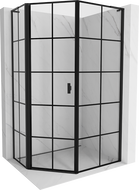 Mexen Mist L asymmetrical pentagonal shower enclosure, left hinged, 80 x 90 cm, black grid, black - 8A8L-080-090-70-77-L