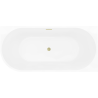 Mexen Silo freestanding corner bath right fluted 150 x 75 cm, white/black, brushed gold overflow - 52891507575P-55