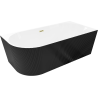 Mexen Silo free-standing corner right fluted bath 150 x 75 cm, white/black, overflow gold brushed - 52891507575P-55