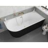 Mexen Silo freestanding corner bathtub right grooved 150 x 75 cm, white/black, overflow gold brushed - 52891507575P-55