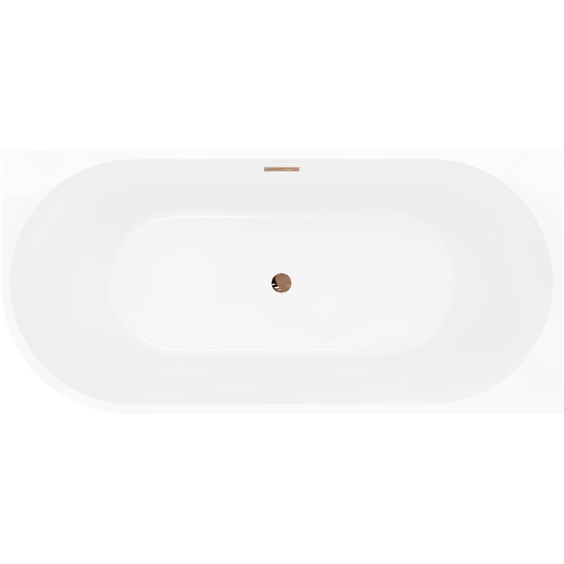 Mexen Silo freestanding corner right-grooved bath 150 x 75 cm, white/black, overflow rose gold - 52891507575P-60