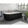 Mexen Silo freestanding corner right-grooved bath 150 x 75 cm, white/black, overflow rose gold - 52891507575P-60