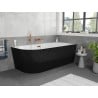 Mexen Silo freestanding corner right ribbed bathtub 150 x 75 cm, white/black, overflow rose gold - 52891507575P-60