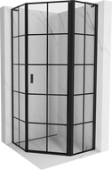 Mexen Mist L pentagonal shower enclosure swing right 80 x 80 cm, black grid, black - 8A8L-080-080-70-77-P