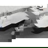 Mexen Silo freestanding corner right ribbed bathtub 150 x 75 cm, white/black, overflow gun gray brushed- 52891507575P-66