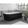 Mexen Silo free-standing corner right ribbed bathtub 150 x 75 cm, white/black, brushed gun gray overflow- 52891507575P-66