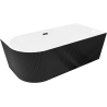 Mexen Silo freestanding corner right grooved bathtub 150 x 75 cm, white/black, black overflow - 52891507575P-70