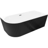Mexen Silo freestanding corner right ribbed bathtub 150 x 75 cm, white/black, gun metal overflow - 52891507575P-95