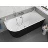 Mexen Silo freestanding corner right ribbed bathtub 150 x 75 cm, white/black, overflow gun metal - 52891507575P-95