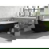 Mexen Silo freestanding corner right ribbed bathtub 150 x 75 cm, white/black, brushed nickel overflow - 52891507575P-97